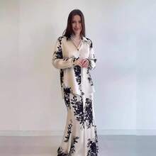 Modern Design Skirt Suit With Satin Print, Spring 2026 - Image Color - View 2