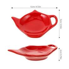 MAGICLULU - Posavasos de cerámica para bolsitas de té 2 piezas soporte para bolsitas de té en forma de tetera bandeja de cuchara plato de condimento plato para aperitivos café rojo - Rojo - Ver 4