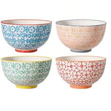 Bloomingville - Cuencos de cerámica Carla Express - colorido plato para servir helados aperitivos guarniciones de diámetro 4.5 pulgadas de alto 2.5 pulgadas rojo azul verde naranja gres juego - Varios colores - Ver 4