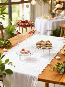 Support à gâteau rond en acrylique transparent, support d'affichage pour cupcakes pour les desserts, les bonbons, convient pour la table de dessert, les fêtes d'anniversaire, les événements de mariage - Voir 5