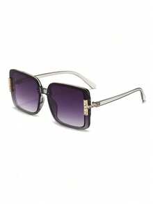 1 Pair Women's Universal Square Gray Frame Minimalist Versatile Sunglasses, Suitable For Family Outings, Travel, Holiday Outfits, Sports Style, Driving, Beach, Electronic Music Festival, Summer Accessories, Vacation, Hiking - Grey - View 2