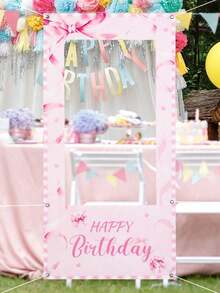 1 pieza Marco de fotos con lazo rosa, tela de fondo de marco rosa para fiesta de cumpleaños, decoración de cumpleaños de niña, recuerdo de baby shower, decoración de baby shower, suministros para bebé, accesorio para photobooth de feliz cumpleaños, telón de fondo para photobooth de fiesta, fondo rosa, decoración de cumpleaños rosa, suministros de fiesta de bebé, decoración de cumpleaños con lazo rosa, decoración rosa con lazo para cumpleaños, suministros de fondo para fiesta festiva - Multicolor - Ver 9