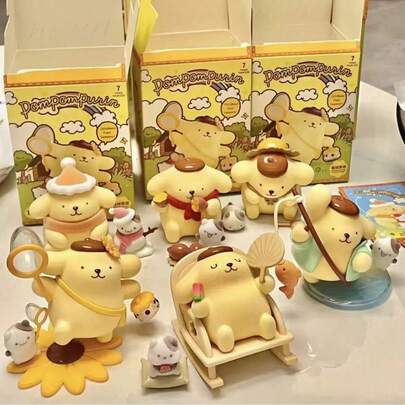  Hộp bí ẩn Sanrio/6 món - Mô hình sưu tầm bằng PVC, quà tặng độc đáo cho thanh thiếu niên và người lớn, đồ chơi nhồi bông Pom Pom Purin trong hộp bí ẩn, vật trang trí bàn làm việc dễ thương cho phòng ngủ, văn phòng.
