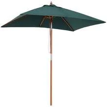 Outdoor Garden Parasol, Rectangular, Tilting, Made Of Wood And High-Density Polyester, 2 M X 1.5 M X 2.3 M, Dark Green. - Green - View 7