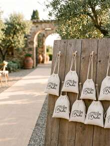 10pcs/Set Drawstring Gift Bags With "Bride" Or "Bridesmaid" Patterns, Ideal For Wedding Favors, Bachelorette Party Gifts, And Bridesmaid Gifts. Creative Wedding Gifts And Party Favors. - Multicolor - View 10