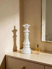 Elegant White Chess Queen Decorative Sculpture, Modern Minimalist Bookshelf Display, Fashionable Desktop Decor, Suitable For Living Room, Bedroom, Office, Art Statement Piece, Ideal For Chess Enthusiasts And Home Decor Lovers, High-Quality Accent For Modern Home Decor - A - View 9