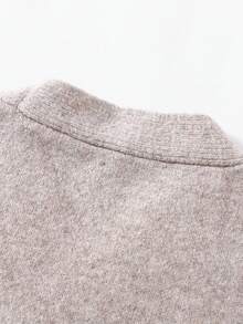 女士提花针织背心，宽松V领单排扣无袖开衫 - 乾枯玫瑰色 - 查看 3