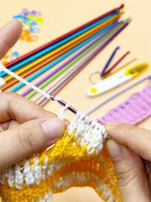 27cm Long Afghan Crochet Gift Set, Complete Knitting Tools Including Crochet Hooks, Stitch Markers, Pins, Scissors And Embroidery Fabric, Practical Gift For Handmade Enthusiasts, Suitable For Birthday, Holiday And Hobby Gifts - Set - View 5