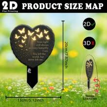 Estaca de jardín conmemorativa con mariposa y corazón, marcador de lápida con texto reconfortante, decoración exterior impermeable en homenaje - A - Ver 6