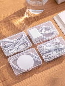 22pcs/11pcs/7pcs/3pcs Plastic Cable Organizer Box, Charger Holder, Desktop Wire Management, Power Cord Storage Rack, Transparent Container, Suitable For Home And Office, Not Suitable For Extra Large Chargers - Multicolor - View 4