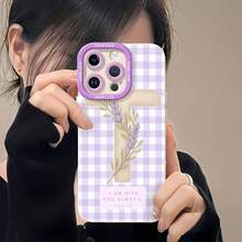 Funda para teléfono con estampado de cruz lavanda, compatible con Samsung, Apple, VIVO, OPPO,  y Honor. Fabricada en TPU, ofrece protección contra golpes y caídas. Un regalo ideal para amigos y familiares. - Blanco antiguo - Ver 5