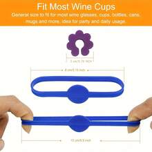 Round + Floral Style Reusable Silicone Drink Markers - Food , Vibrant Glass Labels, Suitable For Soda, Juice And Other Beverages, Durable And Dishwasher , Perfect For Weddings And Social Events (Random Color) - Multicolor - View 3
