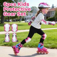 BAT DEICIDE BAT DASH Glow In The Dark 6pcs Kids Protective Gear Set, CPSIA Certified For Ages 5-10, Impact Resistant Knee Pads Elbow Pads Wrist Guards For Skateboard Cycling Scooter Skating - Rose Red - View 3