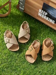1 Pair Children's Sandals With PU Upper, Non-Slip Thick Sole, Closure, 2026 Latest Casual Fashion Sandals, Breathable, Soft Lining To Protect Baby's Skin, Suitable For Hiking, Walking, Home, Beach Play, Best Gift For Kids - Brown - View 2
