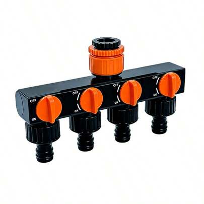 Best-Selling Water Flow Splitter, Divides Water Into 4 Parts With Valves And Switches, Suitable For Garden Faucet Interfaces, Baby Bottle Style Water Pipe Connectors