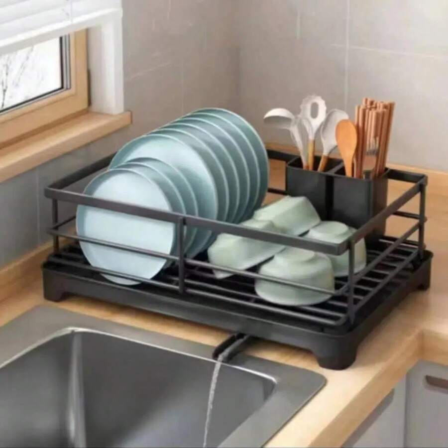 1pc, Multifunctional Plastic Tray With Drainage Function, Compatible With Bowl Racks, Moisture-Proof And Easy To Clean, Kitchen Sink Tray, Dish Rack With Water Collection Tray, Multifunctional Drainage Rack, Including Sink Drain Outlet, Suitable For Home Kitchen And Bathroom Compatible With Dishwashing Rack Drying Board, Anti Clogging Solution, Easy To Clean, Shelf Style Countertop Dish Drying Storage