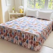 1 buah Rok Kasur Anti Selip Bermotif + 2 buah Sarung Bantal (Tanpa Isi), Penutup Kasur Anti Selip dengan Rumbai, Pelindung Kasur Anti Debu Sepanjang Musim, Perlengkapan Tempat Tidur Kamar Tidur Bermotif Sederhana, Celemek Kasur Membungkus Penuh, Penutup Debu Kamar Tidur, Cocok untuk Semua Musim - Hua Yan Yue Se - View 5
