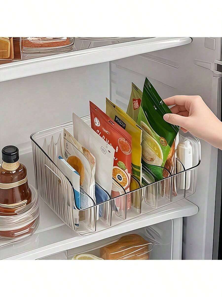 1/2pcs Awaoko Clear Plastic Spice Storage Box, With Adjustable Dividers, Large Capacity Multi-Purpose Spice And Snack Organizer, Suitable For Kitchen Countertop, Refrigerator, Outdoor, Practical Kitchen Accessory, Ideal Holiday Home Party Gift
