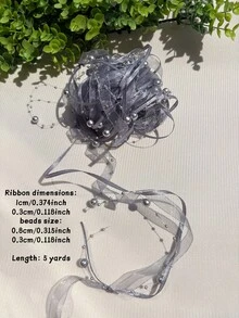 5 Yards/Pack Round Ribbon Pearl Chain Wreath, Suitable For Wedding Decoration, DIY Jewelry Accessories, Curtain Making, Home Crafts Vase Room Decor, Multiple Colors Available, Easy To Match - Ribbon Beaded Necklace - View 11