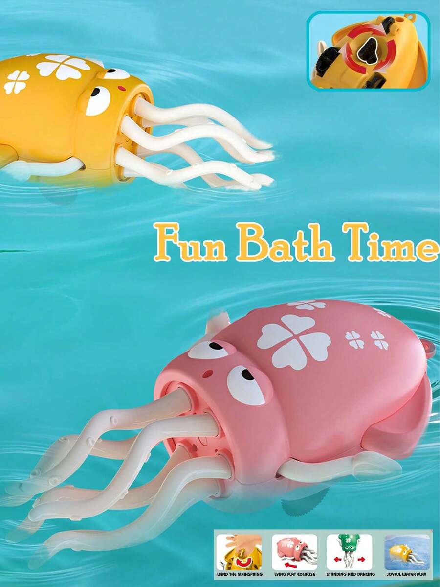 Wind-Up Octopus Bath Toy - Cute Floating Squid Water Toy For Toddlers, Fun Bathtime & Pool Play For Boys And Girls Gift