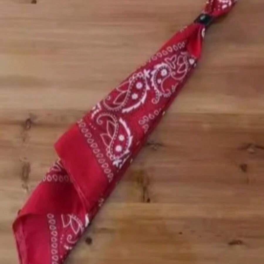 1件嘻哈风格拉法帽头带，街头时尚腰链/裤链配饰 - 紅色 - 查看 1