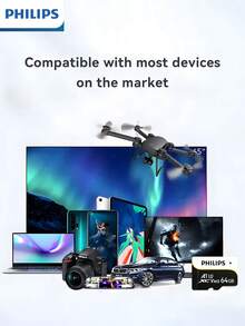 PHILIPS 飞利浦 64GB TF 卡是一款专为高清多媒体存储而设计的专用迷你 SD 卡，可提供稳定快速的数据传输，并广泛兼容录音设备、平板电脑和各种数码设备。 - 查看 2