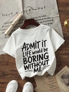 Áo thun ngắn tay cổ tròn in họa tiết phong cách thường ngày cho bé trai, thích hợp mặc mùa hè. - trắng - Xem 5
