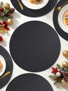 1/120pcs Round PU Leather Placemats, Waterproof & Oil-Resistant Decorative Mats, Washable Tableware Pads, Non-Slip & Odorless Protective Mats, Suitable For Restaurants, Cafes, Homestays, Perfect For Holidays, Parties, Gatherings, Birthdays, Weddings, Dinner Parties - Multicolor - View 5