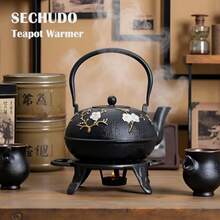 Calentador de velas de hierro fundido para tetera o tetera calentador de luz de té tetera y platos calentador de sartén soportes decorativos clásico para té térmico o leche de café redondo - Color Retro - Ver 6