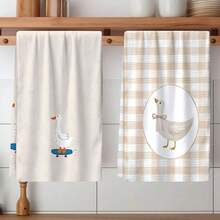 Bộ 2/4 khăn lau bát đĩa in hình vịt, chất liệu microfiber siêu thấm hút, khăn lau bếp hiện đại, khăn lau chén bát, khăn mềm mại và thấm hút cao, trang trí nhà bếp, quà tặng cho hàng xóm, mẹ, sinh nhật, tân gia cho bạn bè, đồ dùng nhà bếp thiết yếu, nhu yếu phẩm hàng ngày. - Nhiều màu - Xem 8