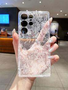S24 Ultra Phone Case, White Lace Pattern Transparent Anti-Drop Soft Shell, Fairy Style Protective Cover For Girls - Multicolor - View 4