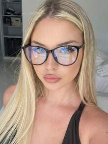 1 par Gafas negras de mujer con montura circular de PC sin graduación, adecuadas para uso diario - Accesorios de gafas transparentes para mujeres - Negro - Ver 3