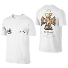 DARCSPORT Wolves Cross Print Unisex 180g "No Weapon" Graphic Crew Neck T-Shirt For Men/Women - 白色 - 查看 4