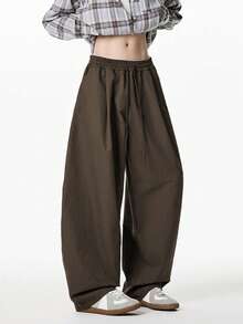Officeau Japanese Style Straight Leg Cargo Pants, Casual Loose Fit Trousers For Men - Coffee Brown - View 5