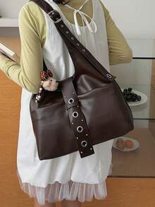 Bolso de hombro de gran capacidad de unicolor para mujer - Multicolor - Ver 4