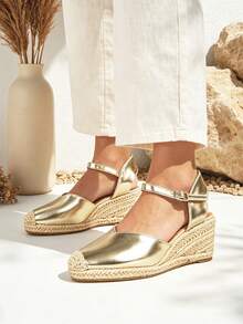 Women's High Wedge Espadrille Sandals, Espadrille Platform Sandals For Summer, High Wedge Sandals, Classic Espadrilles, Women's Sandals - 金色 - 查看 1