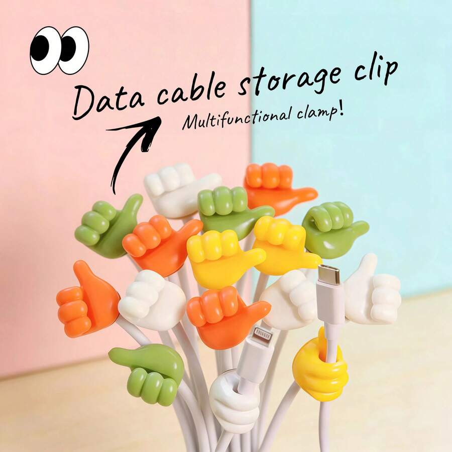 10 Stücke handgefertigte Gummi-Kabelclips - perfektes kleines Werkzeug zum Organisieren von Kabeln und Leitungen! (Zufällige Farben) - A - Übersicht 1