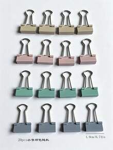 Clips de carpeta de colores apagados, clips de documento de metal, clips de papel de papelería, clips de mariposa, incluye tamaños grandes, medianos y pequeños, adecuados para suministros de oficina, hogar y papelería escolar - A - Ver 17