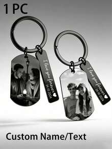1 Piece Of Personalized Create Your Own Unique Custom Keychain With Custom Images, Stylish Style Eye Image Keychain, Stainless Steel Laser Engraved Photo Keychain Can Customize Pictures, Personalized Engraved Men's Keychain, Female Eye Image Keychain Charm, Customized Couple Photo Keychain,Delicate Romance,Winter Grace,Trinkets ,Rustic ,Everyday Attire, Anniversary Gift 2026 - Multicolor - View 11