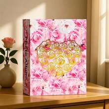 1pc - New Pink Floral 4R 6-Inch Photo Album, 100 Pages, Acid-Free Inner Pages, Foil Stamping, Family Wedding Memory Book, Romantic Rose Print Album, Hard Cover Large Capacity Photo Storage, Couple Gift - Multicolor - View 8