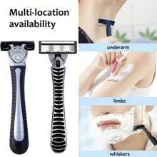 Dao cạo râu thủ công dành cho nam giới với lưỡi dao bằng thép không gỉ 6 lớp và đầu cạo có thể thay thế, lựa chọn quà tặng Ngày của Cha hoặc Ngày Valentine. - màu đen - Xem 9