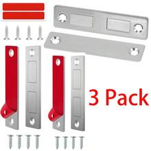 Bộ 3/7 khóa cửa tủ từ tính, khóa ngăn kéo nhà bếp từ tính có keo dính (màu bạc) - Bộ 3 nam châm dán cửa - Xem 10