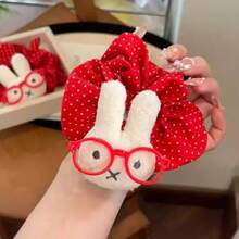 MIFFY 白色红点刺绣兔子发圈，可爱日式红白波点面料，搭配戴着红色眼镜的 3D 毛绒 MIFFY，柔软弹力带设计，轻盈可爱，适合日常、上学、办公、聚会等场合。 - 彩色 - 查看 13