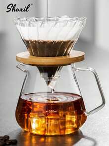 shoxil 1pc Glass Coffee Pot/Moka Pot With Precise Measurement Scale, Without Lid - Lidless Transparent Square Handle Sharing Pot - View 10