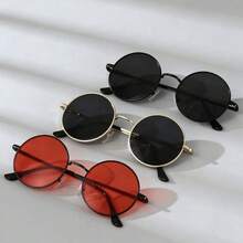3 Cặp kính thời trang gọng tròn bằng kim loại, kính thời trang phong cách đường phố punk retro. - Nhiều màu - Xem 1