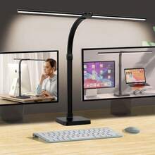 VERSAINSECT esk Lamp for Home Office Double Head 24W with USB Charging Port and Wireless Charger Architect Light 5 Lighting Brightness Flexible Gooseneck Table Reading Study Black - como en la imagen - Ver 9