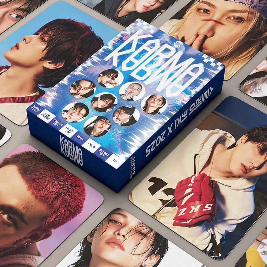 55pcs/Box KARMA K-POP Merchandise, SKZ Limited Edition Fan Goods, Collectible Photo Cards, Stickers, Holiday Gifts - Multicolor - View 1