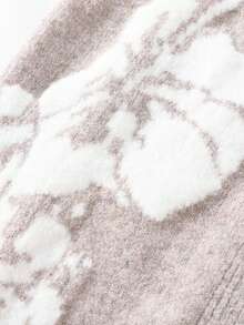 女士提花针织背心，宽松V领单排扣无袖开衫 - 乾枯玫瑰色 - 查看 6