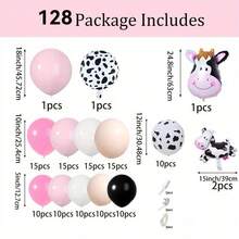 128-Piece Cow-Themed Balloon Wreath Set, Pink Balloon Series, Farm-Themed Birthday Party Decorations, Suitable For Farm Birthday Parties, Baby Shows, Gender Reveals, Baptism Decorations, Indoor And Outdoor Use - View 3