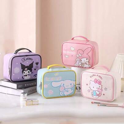  Officially Licensed Sanrio Series Multicolor Compartment Cosmetic Bag, Cute Makeup & Jewelry Storage Pouch, Suitable For Travel, Great Gift For Friends